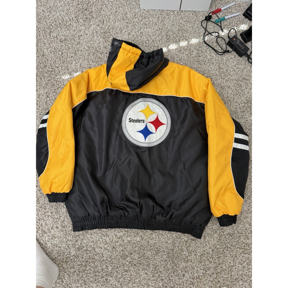 Vintage Pittsburg Steelers Puffer Jacket Men's Size 2XL NFL Starter Style 90s